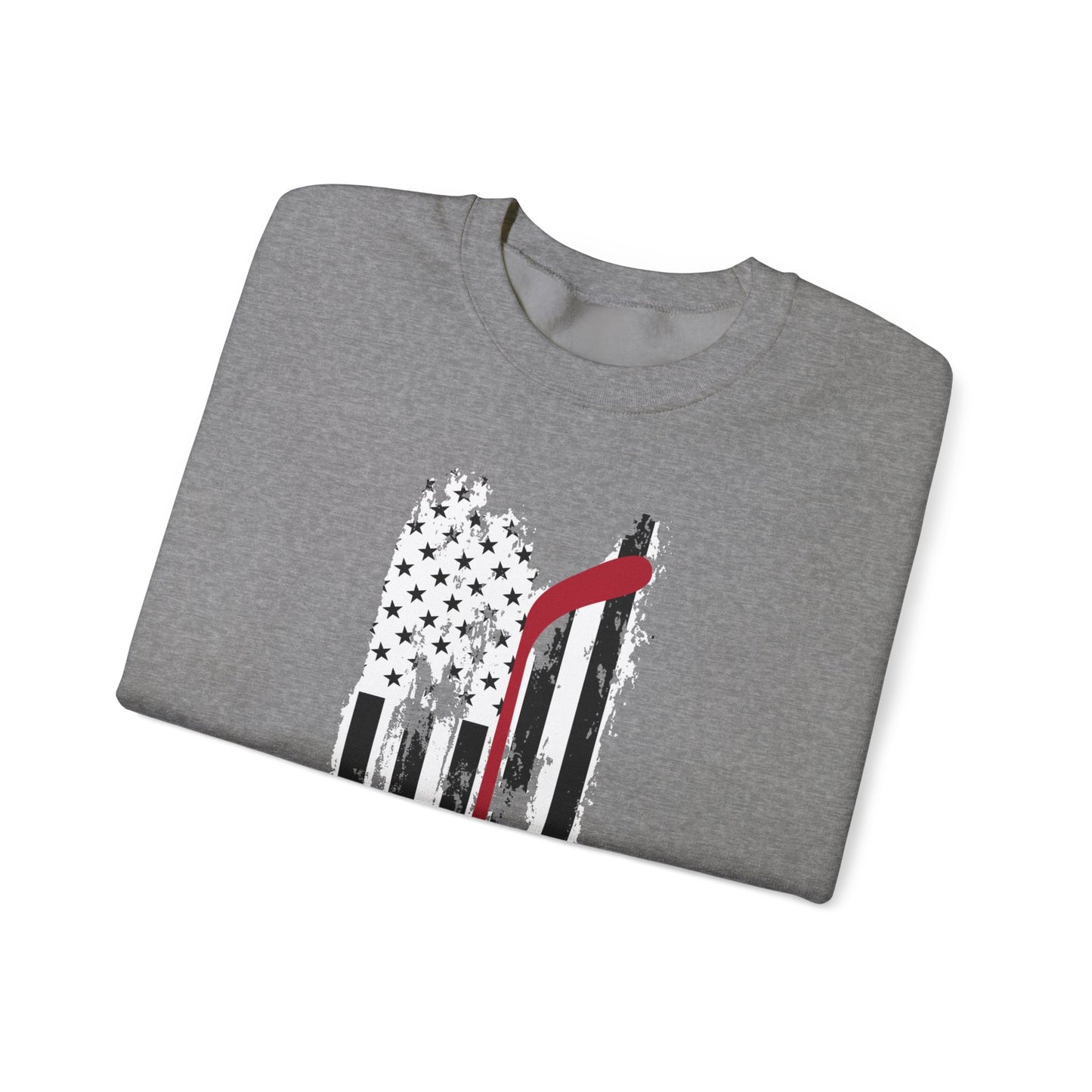 American Flag w/Hockey Stick - Unisex Heavy Blend™ Crewneck Sweatshirt