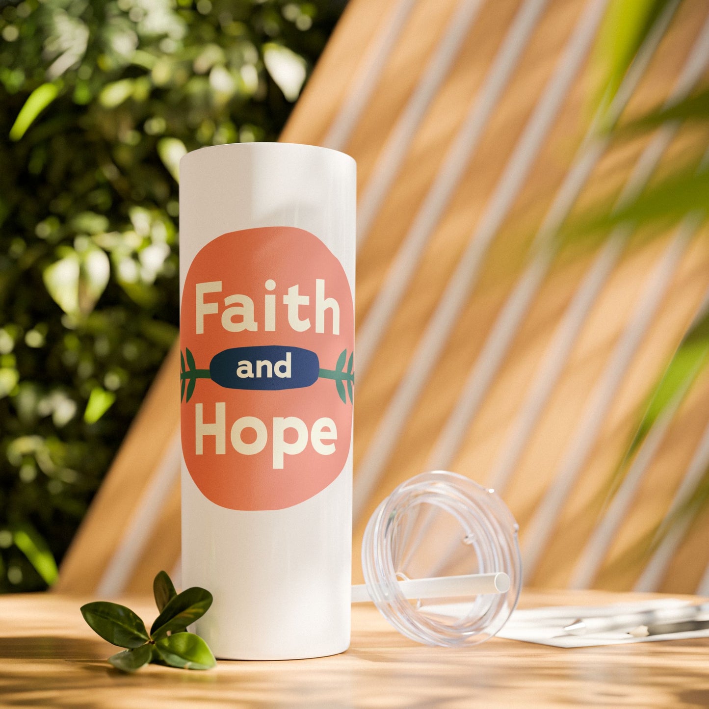 Faith and Hope Skinny Tumbler with Straw | 20oz Inspirational Travel Cup