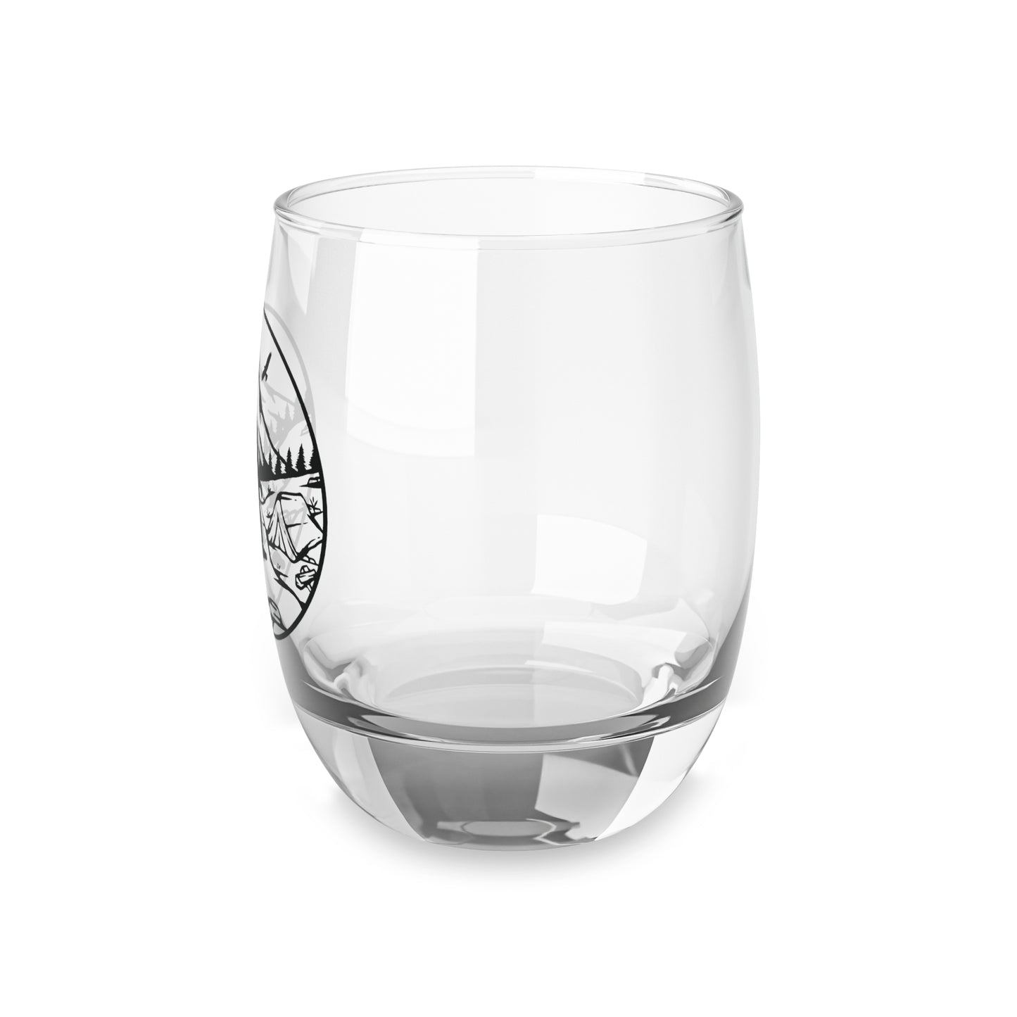 Adventure-Themed Whiskey Glass with Bigfoot Design