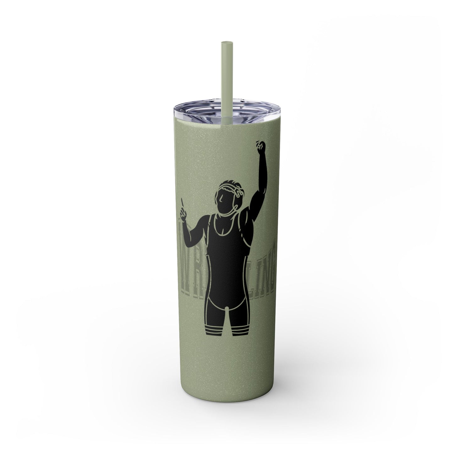 Motivational Skinny Tumbler with Straw - 20oz Wrestling Cup