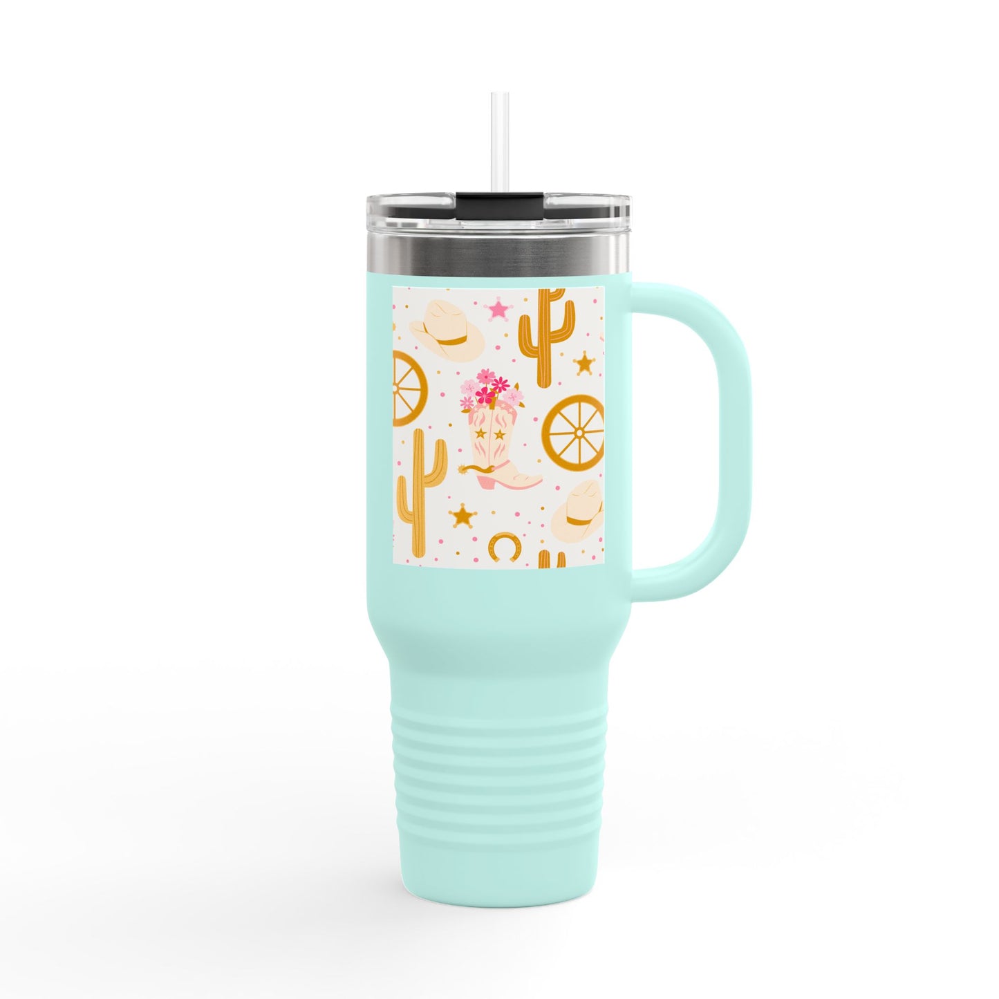 Desert Vibe Insulated Travel Mug - 40oz Cactus & Floral Design