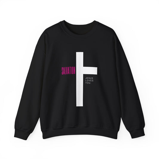 Faith Inspired Unisex Crewneck Sweatshirt - 'Jesus Loves You' & Salvation Design